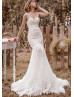 Beaded Spaghetti Straps Ivory Lace Elegant Wedding Dress